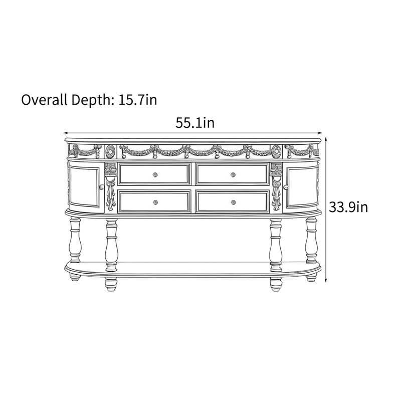 Console Castleman, Brun / Beige, Brun, H 33,9 po x l 55,1 po x P 15,7 po