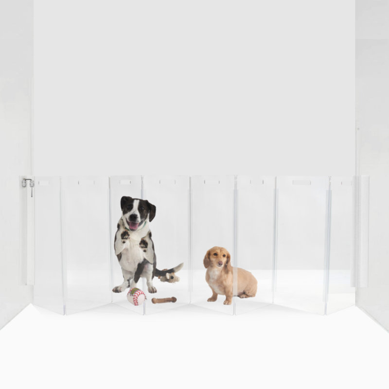 Barrière murale haute pour animaux Zig Zag , 8 panneaux, Argent argent