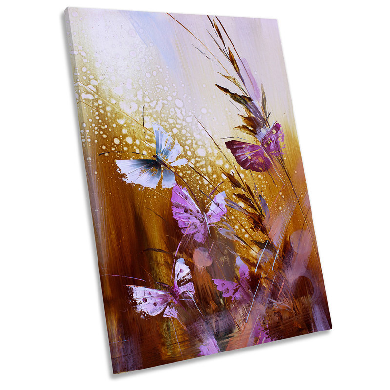 X7728 Floral Butterfly Flowers Repro - Wrapped Canvas Painting, 45.7cm H x 30.5cm W x 2cm D