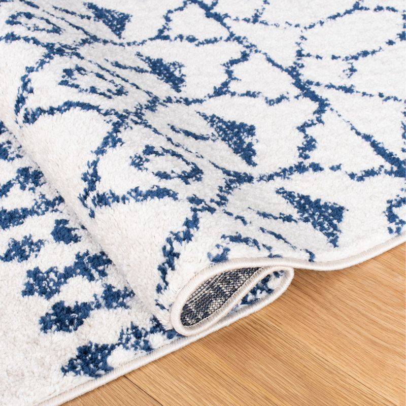 Tapis bleu marine / ivoire Sturdivant, Rectangle 9 pi x 12 pi
