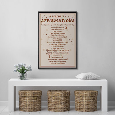 " Daily Affirmations Positive Inspirational Quotes for Self Love and Confidence " Textual Art Print
