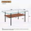 Table basse avec pieds en métal et tablette en bois pour un salon élégant-2016927243