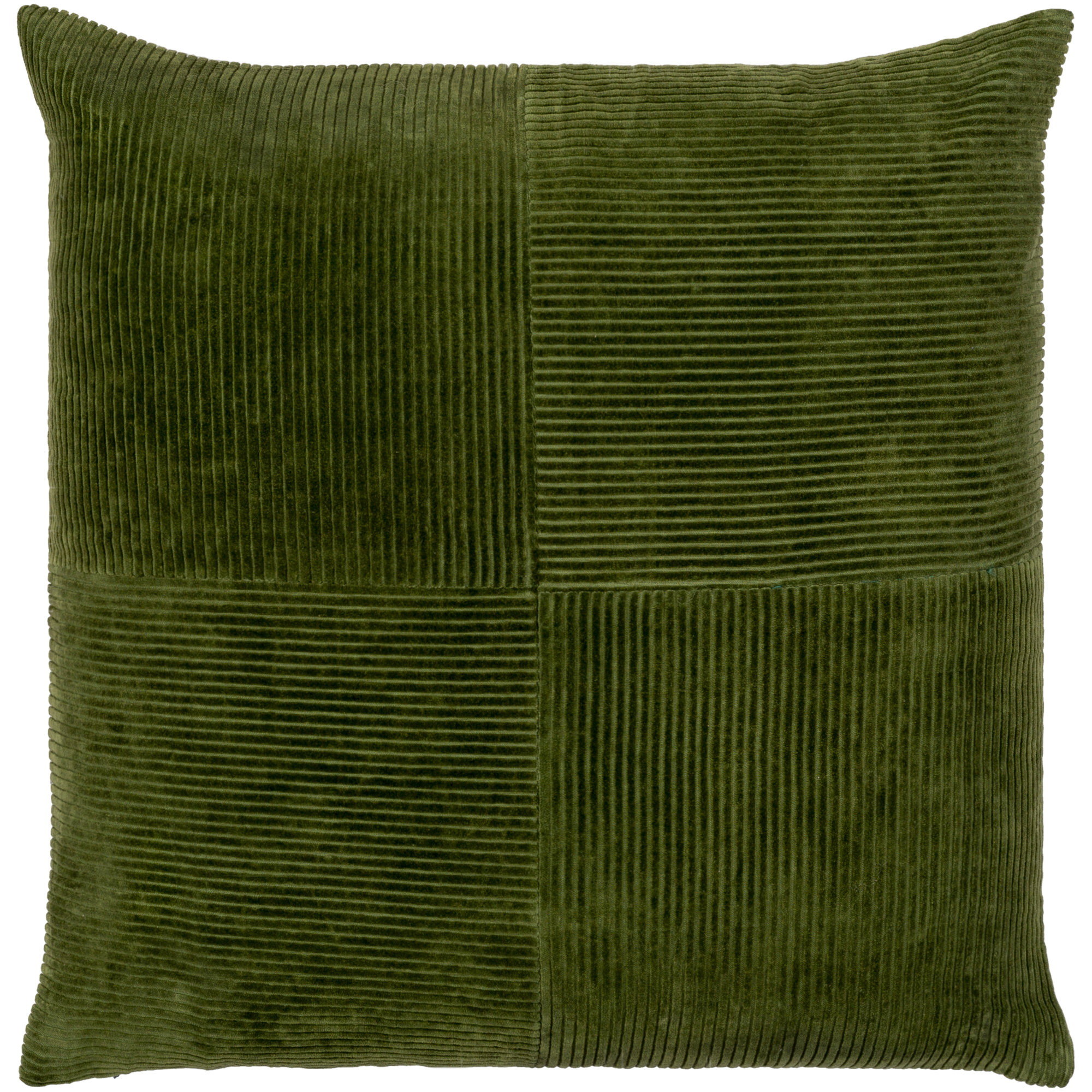 Selma Cotton Throw Pillow, 22" x 22", Olive