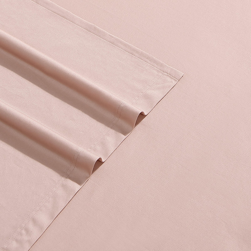 Ensemble de draps 4 pièces Calvin Klein, Ensemble de draps pour très grand lit avec 2 taie, Rose clair