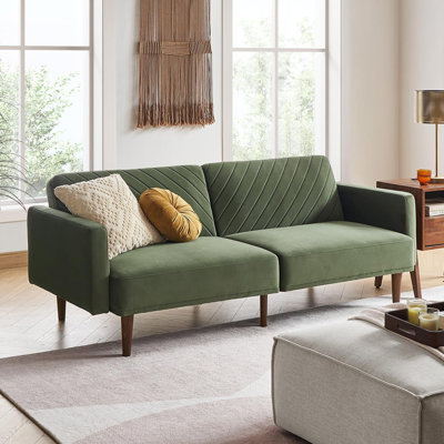 Twin 76.8'' Velvet Convertible Sofa