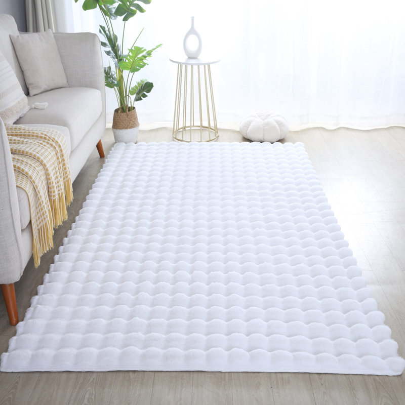 Solid Colour Knitted Area Rug, Snow White, Rectangle 200 x 280 cm