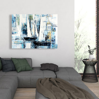 Bateaux de style industriel - Toile de chambre bleue pour la décoration intérieure