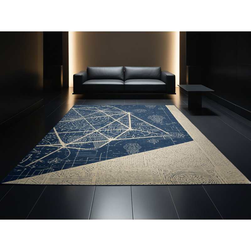 Tapis gris moelleux moelleux à imprimé bloc Estaugh Global Inspired, 5 x 8
