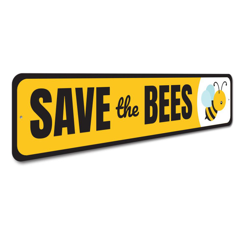 Plaque en aluminium «Save the Bees», H 6 po x l 24 po x P 0,06 po