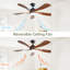 Ventilateur de plafond 52 pouces intérieur avec 3 couleurs à intensité variable 5 pales ABS moteur à courant continu réversible à télécommande noir avec lumière DEL-475705075