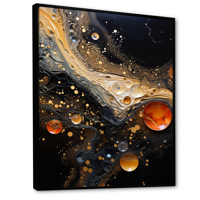«Abstract Coffee Nitro Nebula», art abstrait sur toile, formes abstraites, Cadre flottant noir, H 32 po x l 16 po