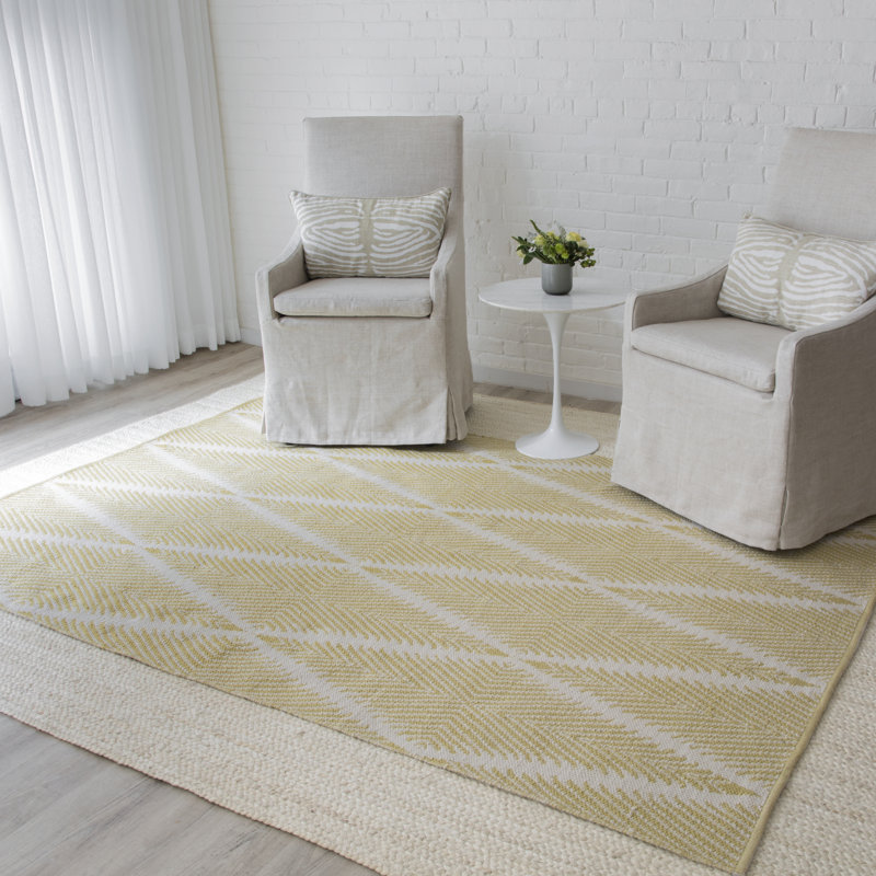 River Geometric Handmade Flatweave Area Rug, Yellow, Rectangle 5' x 7'6"