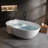 69 inch Matte White Solid Surface Freestanding Soaking Bathtub with Overflow and Pop-up Drain