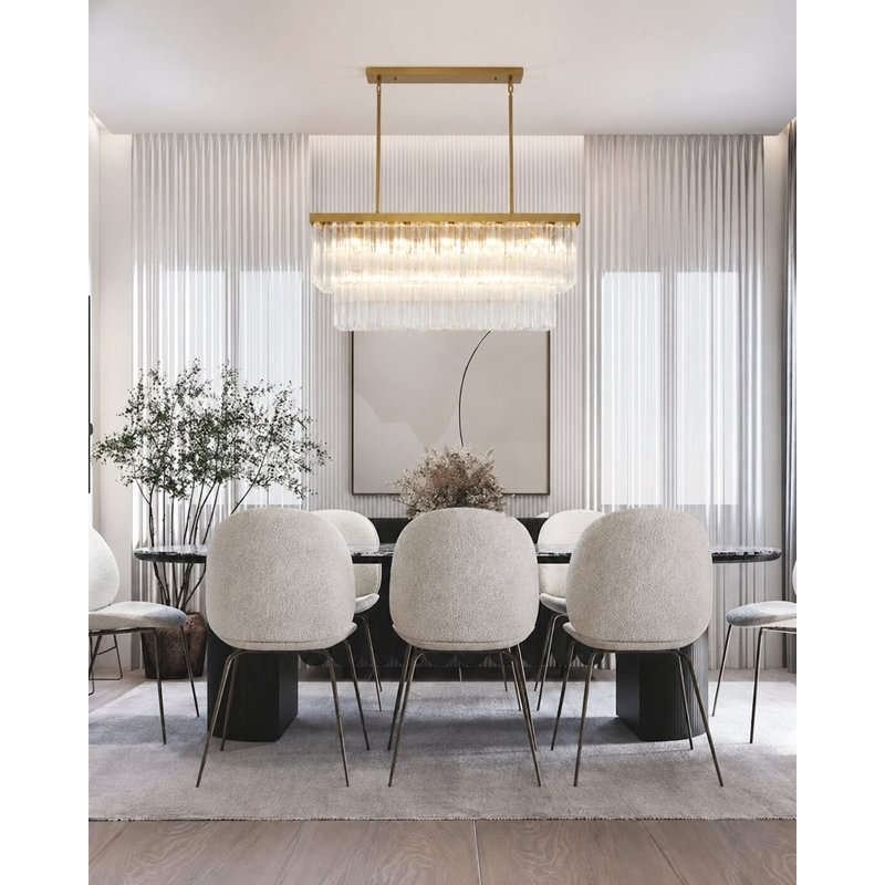 Lustre en verre nervuré 14 lumières Modern