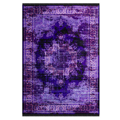Tapis oriental en polyester et coton tissé à la machine Valenti