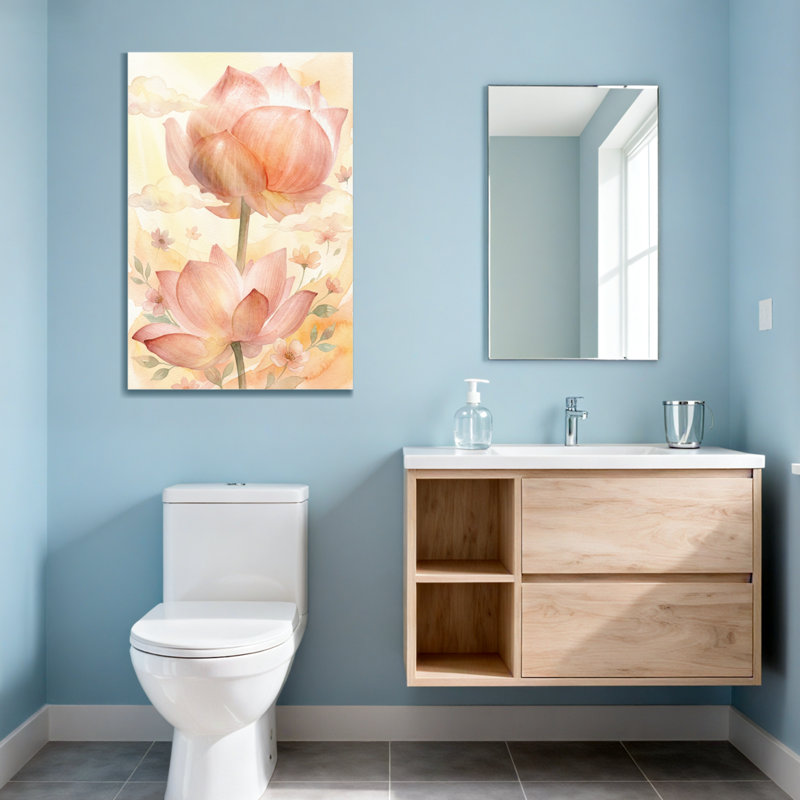 Plantes et fleurs, motif de fond floral de lotus rose doux, H 18 po x l 12 po