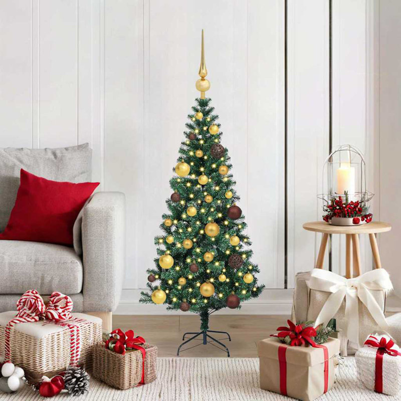 Artificial Pre-lit Christmas Tree Green PVC and Metal, 120cm H
