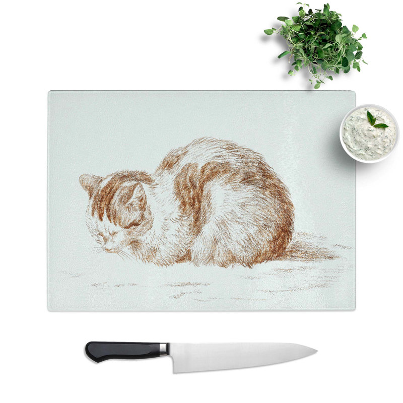 Tempered Glass the Resting Cat by Jean Bernard Chopping Board, 28.5 cm W x 20 cm L
