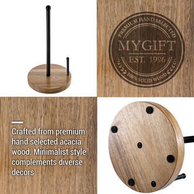Kitchen Acacia Wood Paper Towel Holder