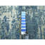 Tapis oriental bleu saphir 4 pi 1 po x 6 pi 2 po, motif abstrait, tissage plus dense, velours à poil long, en laine et en soie véritable, tapis oriental