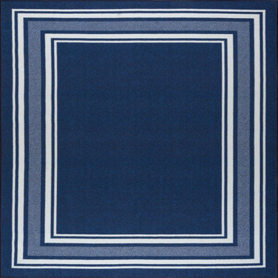 Quinnipack Dark Blue Non-Slip Area Rug