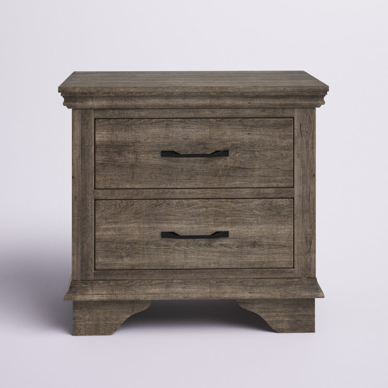 Table de chevet 2 tiroirs grise Waldenburg