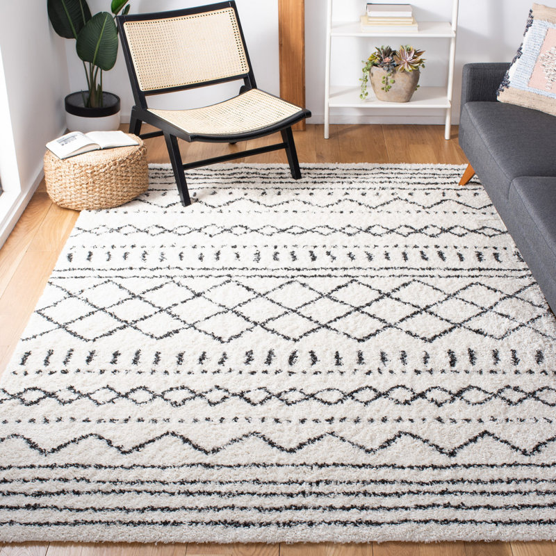 Develin Performance Chevron Rug, Rectangle 11' x 15', Ivory/Black
