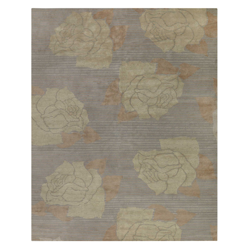 Lux Rose Area Rug in Brown/Gold/Gray, Rectangle 10' x 14'