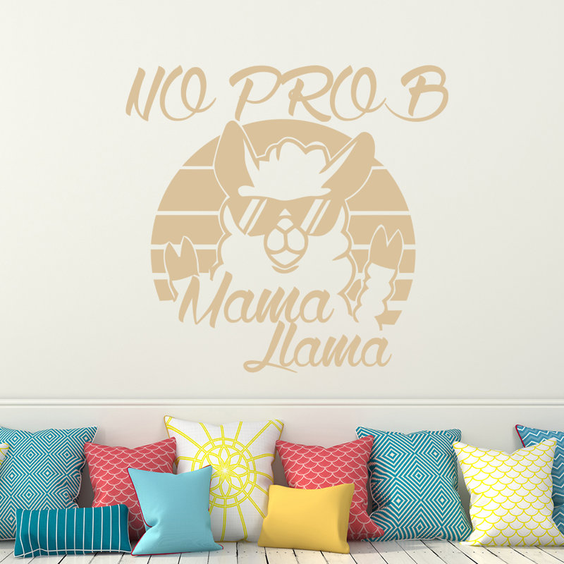 Décalcomanie murale "no prob maman llama", Beige