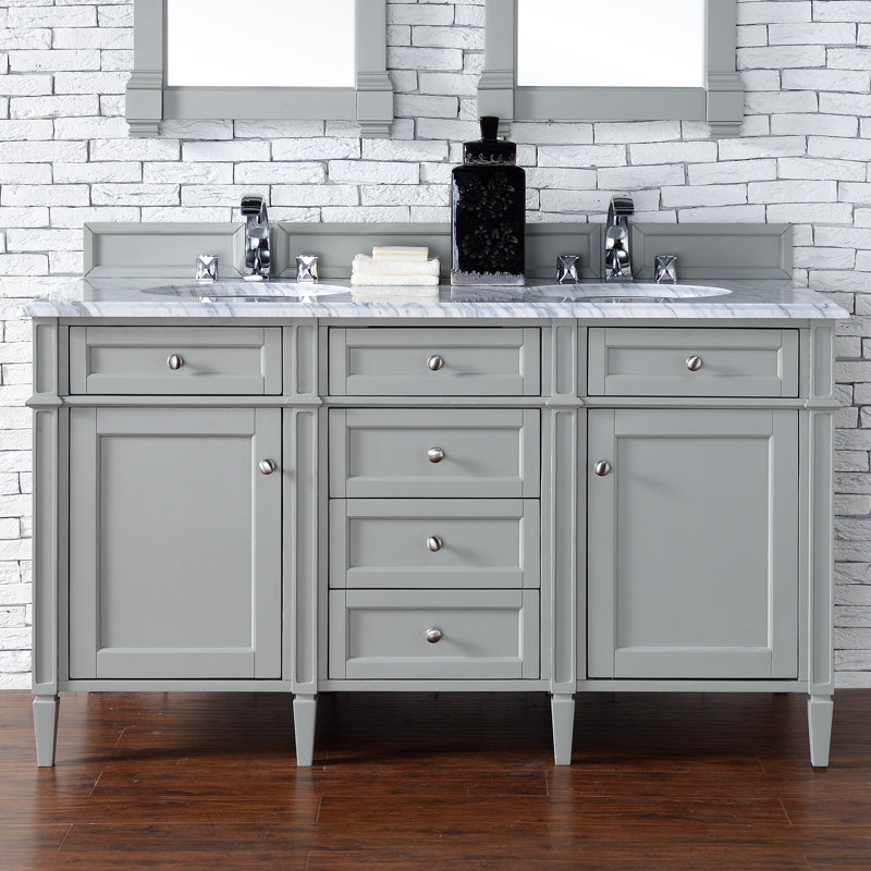 Brittany 60'' W Double Bathroom Vanity Base, Saddle Brown