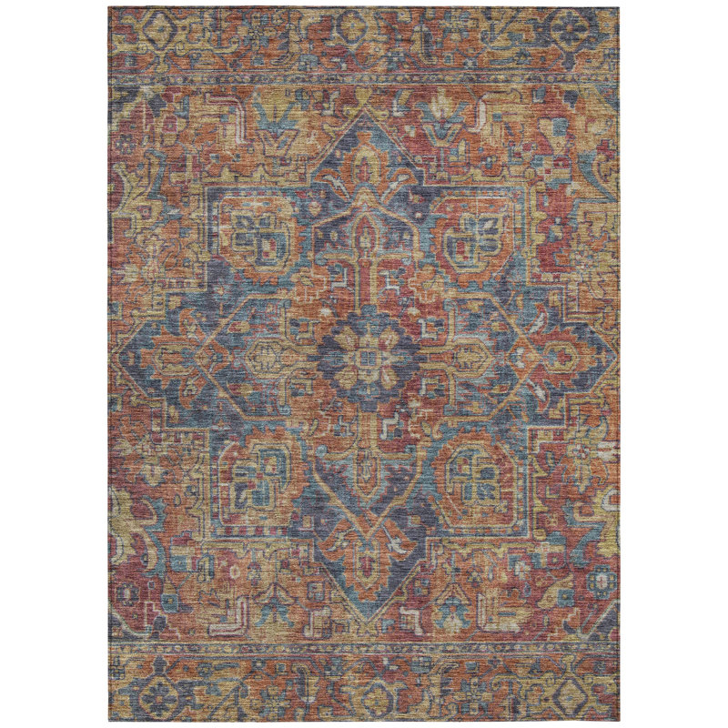 Washable Oriental Indoor / Outdoor Rug, Rectangle 9' x 12'
