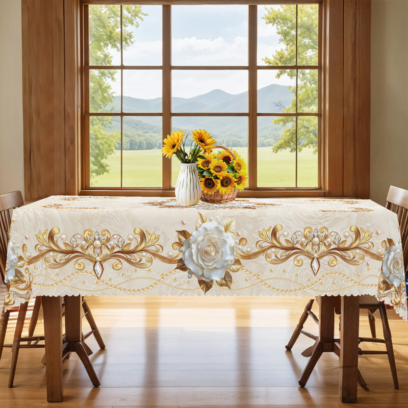 Housse de table à fleurs florales rectangulaires printemps / été 152x220 cm Ellis, L 86 po x l 60 po