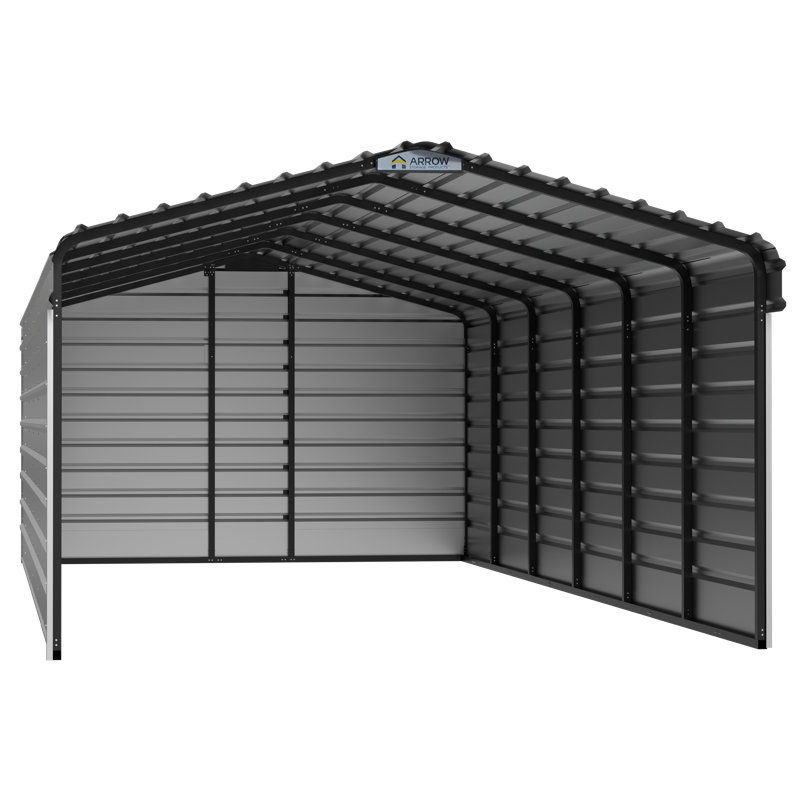 Abri d'auto en acier avec 3 ensembles muraux, 12 x 29 x 07, Blanc, H 12 pi x l 29 pi x P 7 pi