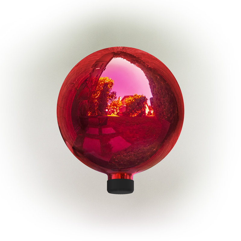 Erma Glass Abstract Gazing Ball, Red