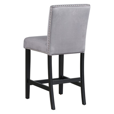 5-piece Counter Height Dining Table Set with One Faux Marble Top Dining Table and Four Velvet-Upholstered Chairs,Grey