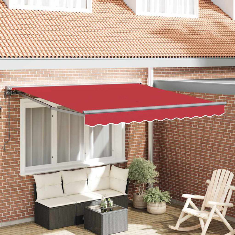 Brayden Studio Retractable Door / Window Awning, Red/Anthracite, 350 cm W x 250 cm D