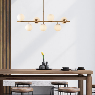 Elegant Vintage Chandelier, Adjustable Height 44.5 x 15.7 x 18.1-33.5 inches | 7-Light Fixture with Metal Body & Glass Cap, Copper Finish | Ideal for Modern Glam & Scandinavian Decor, Max 40W Bulbs