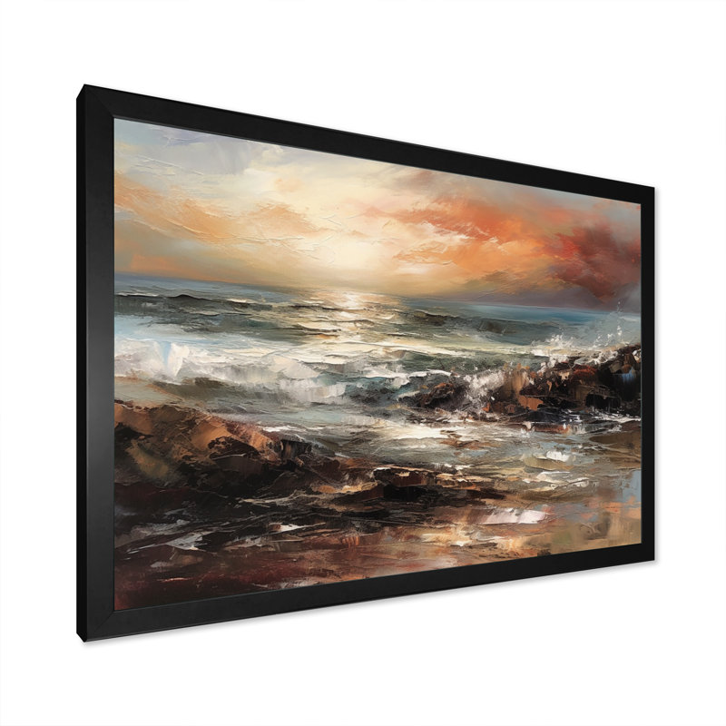 «Whispering Coastal Sunset II», reproduction sur toile, H 12 po x l 20 po x P 1 po, Cadre photo noir