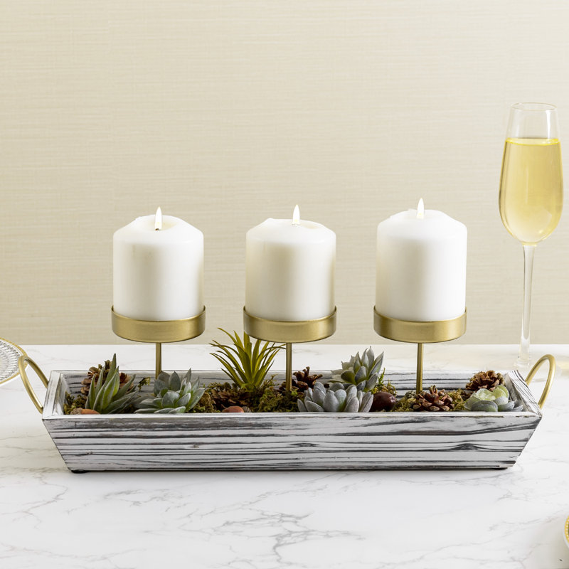 Wood Tabletop Candelabra