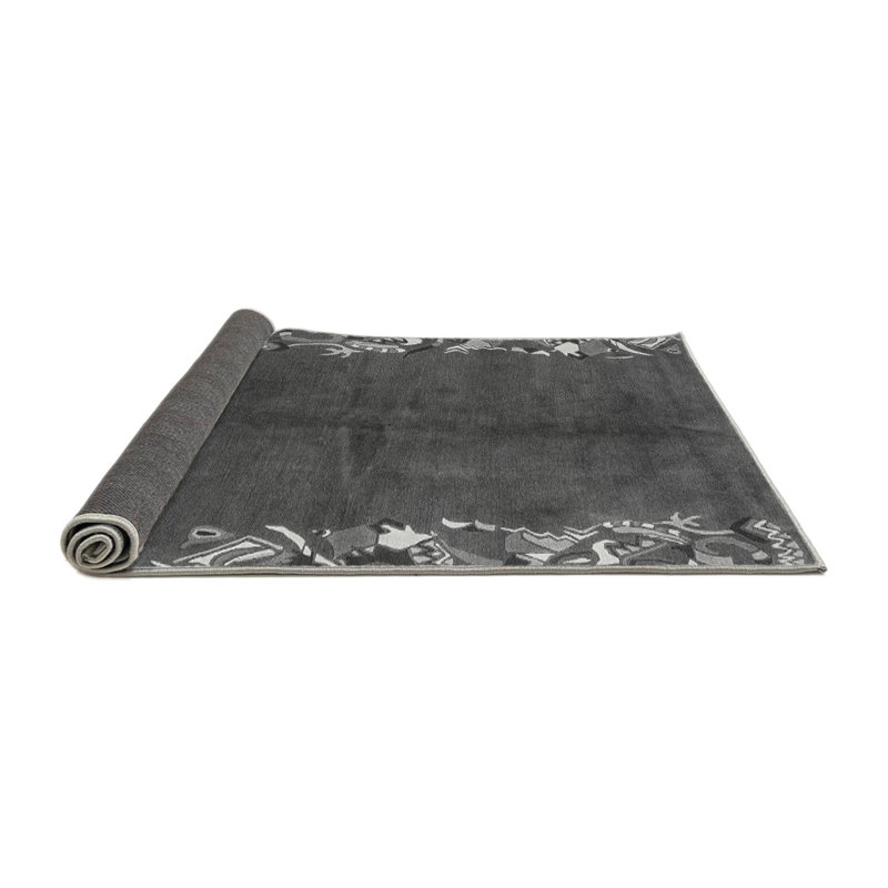 Tapis rond gris en laine / polyester tissé à la machine 5 pi Asma