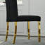 Ensemble de 8 chaises de salle à manger en cuir noir avec pieds dorés en miroir