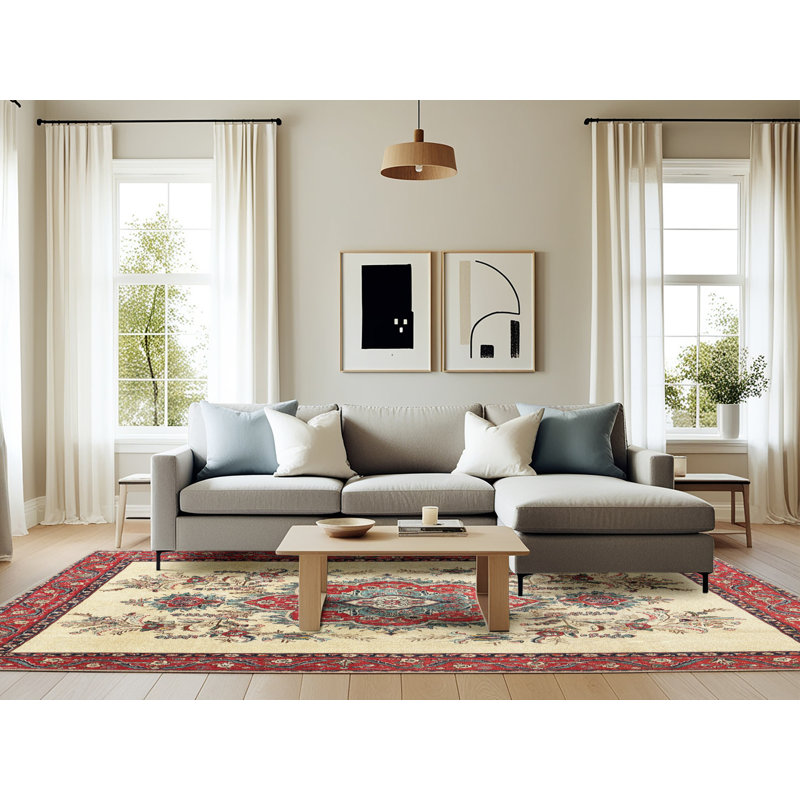 Tapis oriental beige, Rectangle 6 pi x 9 pi