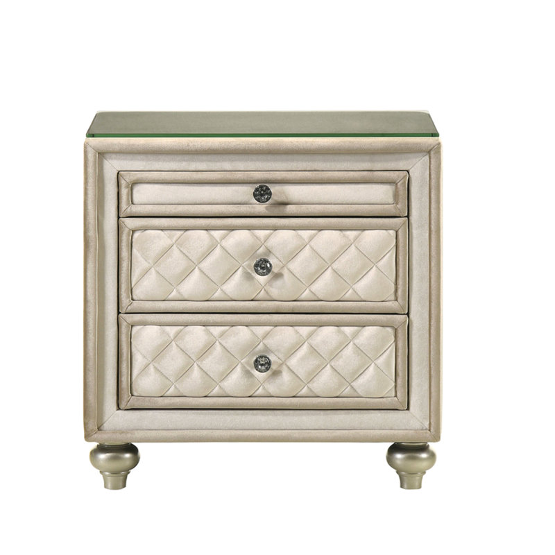 Table de chevet 2 tiroirs beige