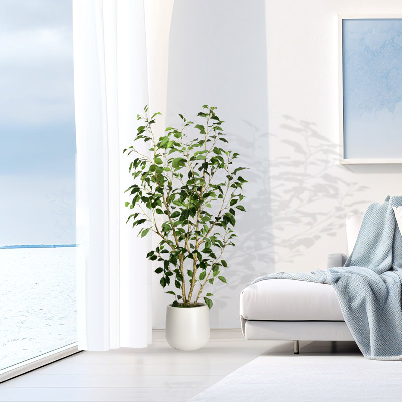 Ficus artificiel en pot décoratif blanc, H 61,5 po x l 25,5 po x P 23,6 po