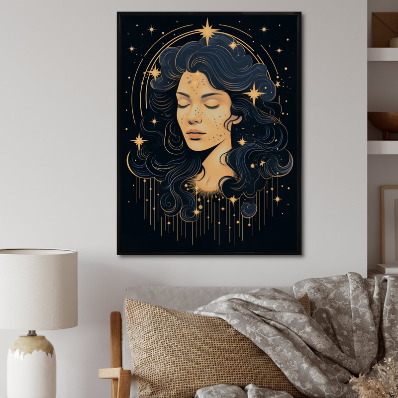 Spiritual Stargazer III, H 44 po x l 34 po x P 1,5 po, Cadre flottant noir