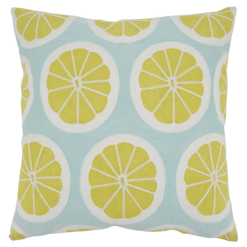 Citrus Slice Design Square 100% Cotton Pillow, Pillow Cover Only - No Insert