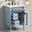 Meuble-lavabo moderne 24 po pour petits espaces, armoire bleue avec tiroir rabattable et tablette réglable, meuble-lavabo autoportant en bois massif avec lavabo-496355201-496355205