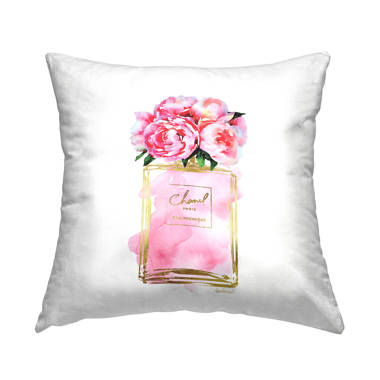 Stupell Industries Elegant Glam Fashion Floral Bag on Bookstack Throw Pillow  18 x 18