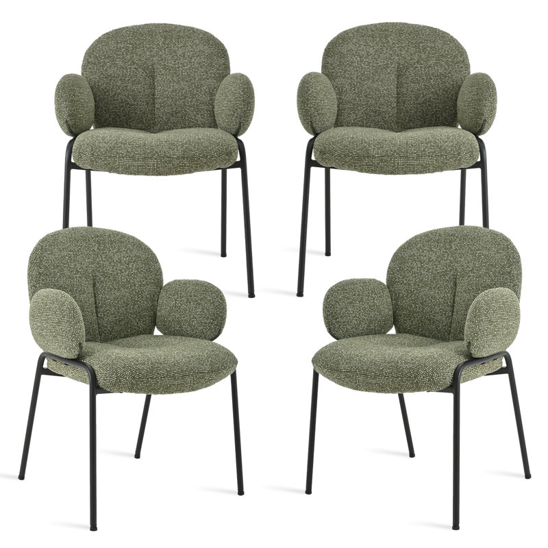 Anston 46cm H Linen Upholstered Metal Armchair, Green Linen, 4