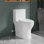 Toilette 17 po 2 pièces à double chasse d'eau à chasse double 1,0 / 1,28 GPF Tornado allongée avec siège à fermeture en douceur